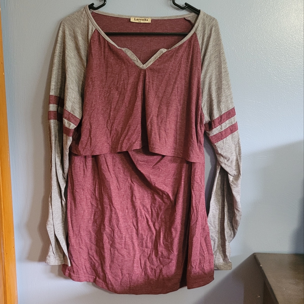 Long Sleeve Nursing Baseball Tee